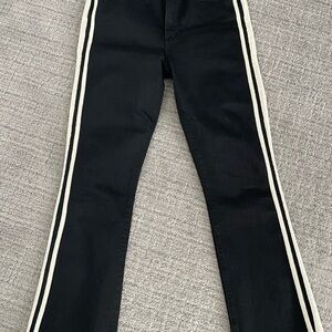 Mother Crop Black Jeans with White Stripes NWOT!